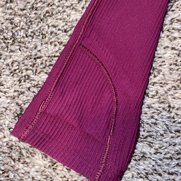 Cropped half zip jacket- wine color// ribbed detailing// size 6 - Picture 3 of 5